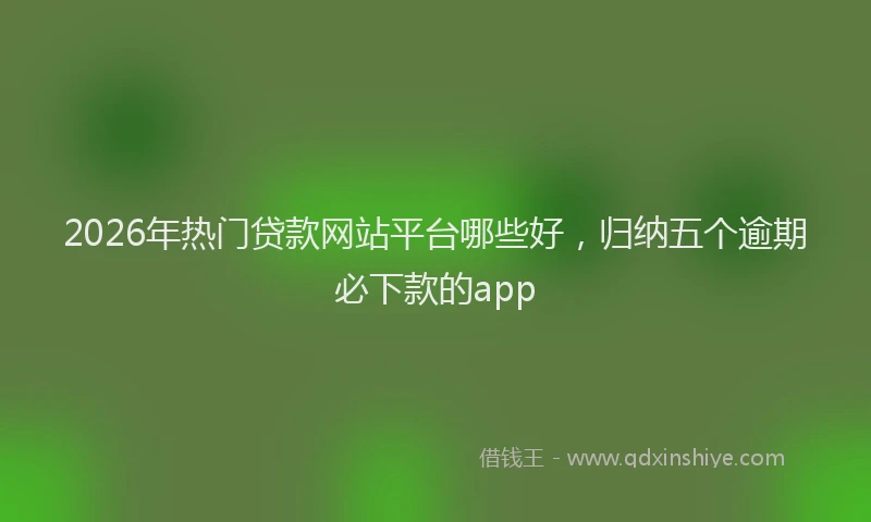 2026年热门贷款网站平台哪些好，归纳五个逾期必下款的app
