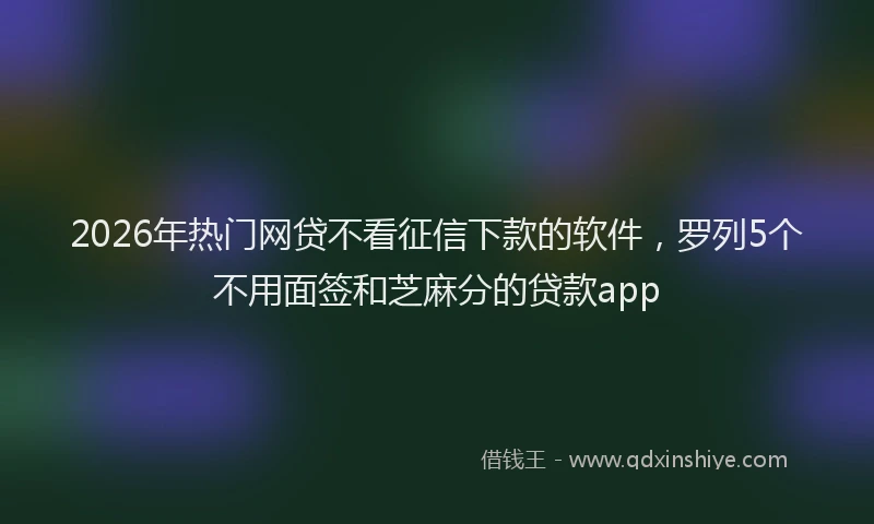 2026年热门网贷不看征信下款的软件，罗列5个不用面签和芝麻分的贷款app