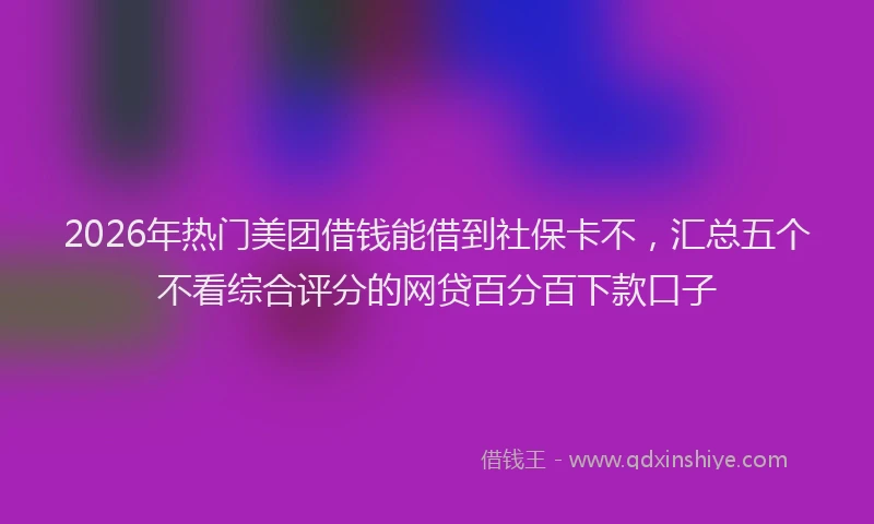 2026年热门美团借钱能借到社保卡不，汇总五个不看综合评分的网贷百分百下款口子