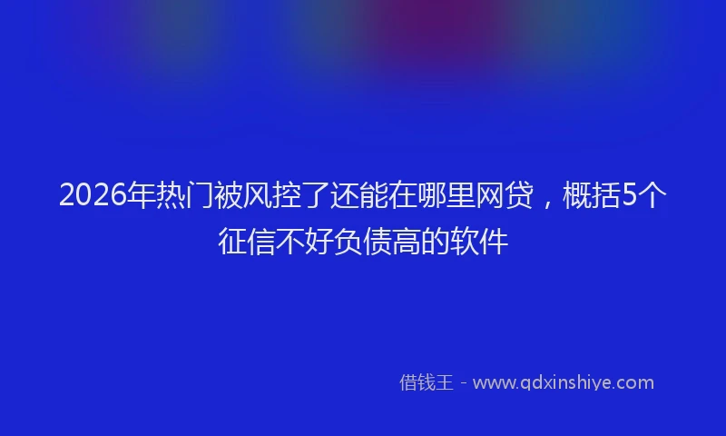 2026年热门被风控了还能在哪里网贷，概括5个征信不好负债高的软件