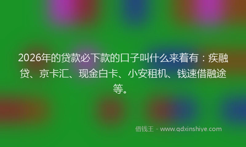2026年的贷款必下款的口子叫什么来着有：疾融贷、京卡汇、现金白卡、小安租机、钱速借融途等。