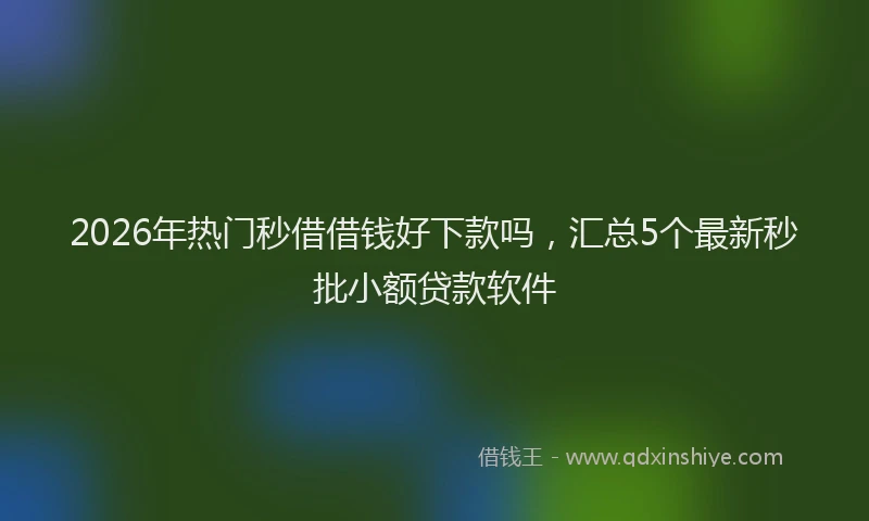 2026年热门秒借借钱好下款吗，汇总5个最新秒批小额贷款软件
