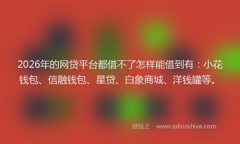 2026年的网贷平台都借不了怎样能借到有：小花钱包、信融钱包、星贷、白象商城、洋钱罐等。