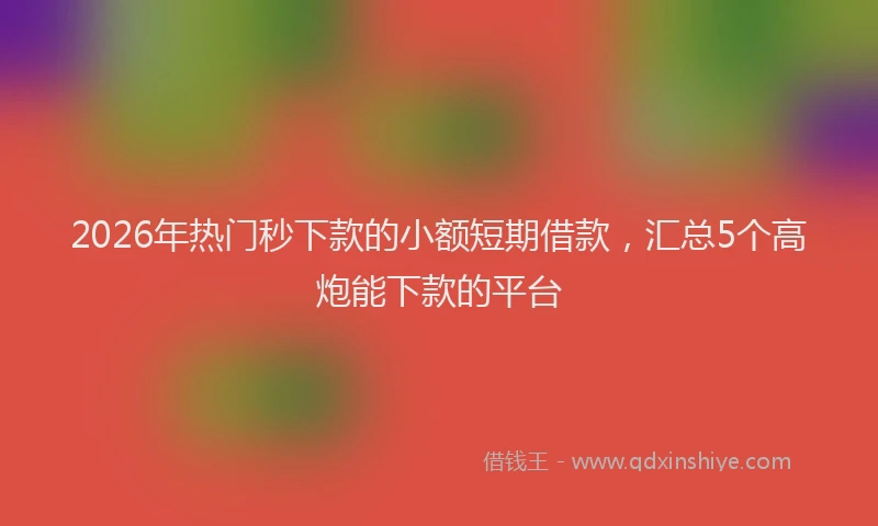 2026年热门秒下款的小额短期借款，汇总5个高炮能下款的平台