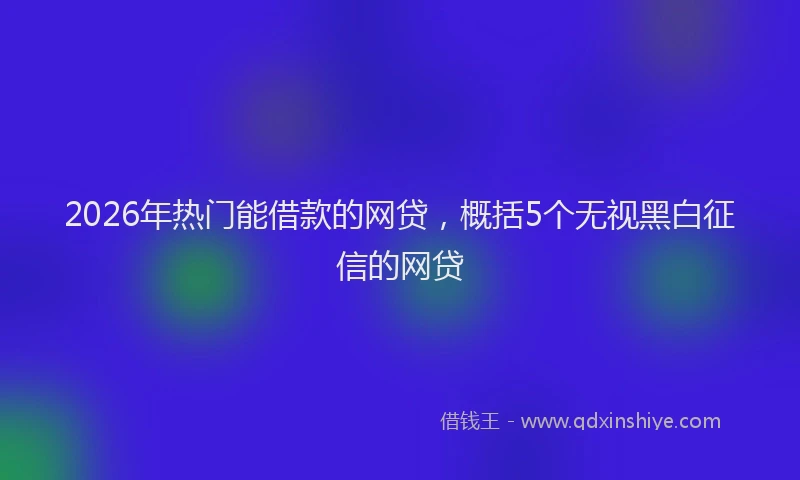 2026年热门能借款的网贷，概括5个无视黑白征信的网贷
