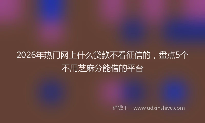 2026年热门网上什么贷款不看征信的，盘点5个不用芝麻分能借的平台