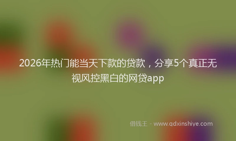 2026年热门能当天下款的贷款，分享5个真正无视风控黑白的网贷app