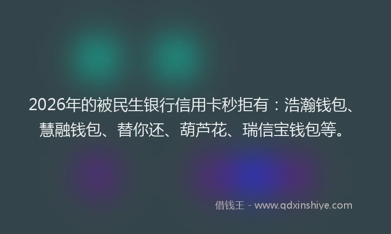 2026年的被民生银行信用卡秒拒有：浩瀚钱包、慧融钱包、替你还、葫芦花、瑞信宝钱包等。