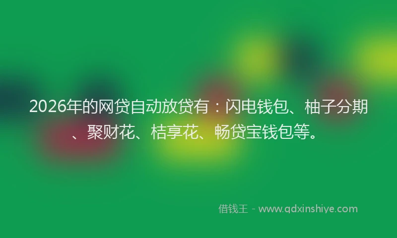 2026年的网贷自动放贷有：闪电钱包、柚子分期、聚财花、桔享花、畅贷宝钱包等。