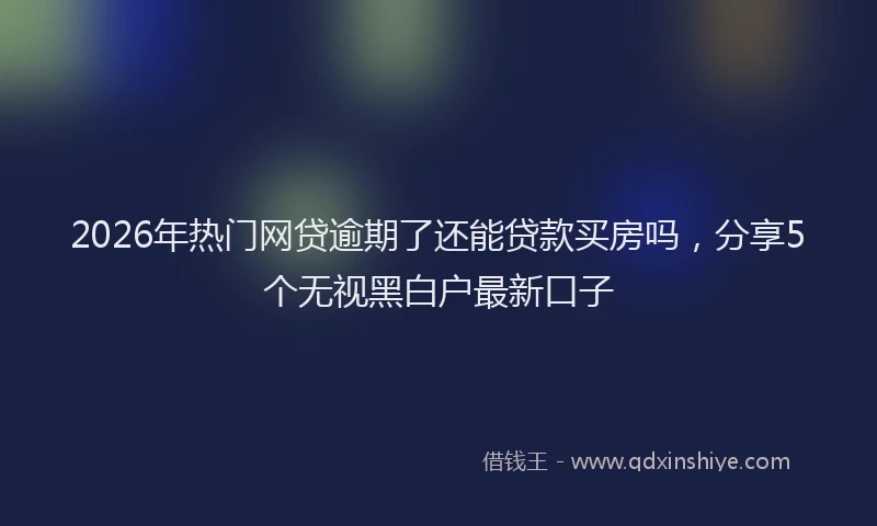 2026年热门网贷逾期了还能贷款买房吗，分享5个无视黑白户最新口子