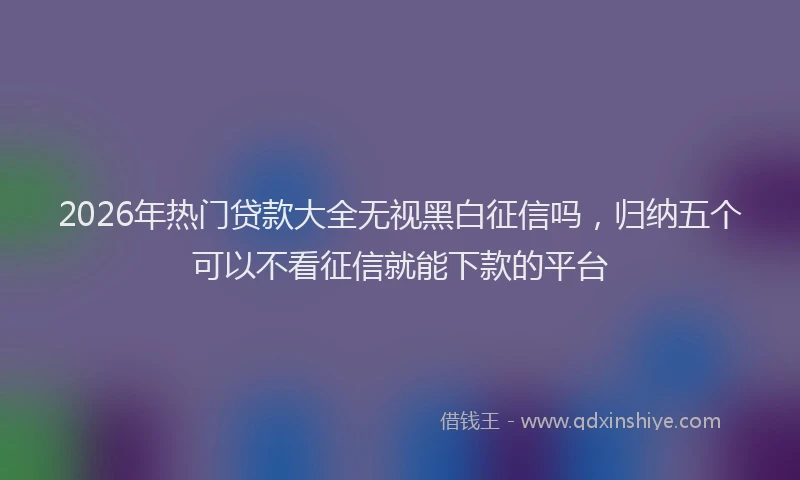 2026年热门贷款大全无视黑白征信吗，归纳五个可以不看征信就能下款的平台
