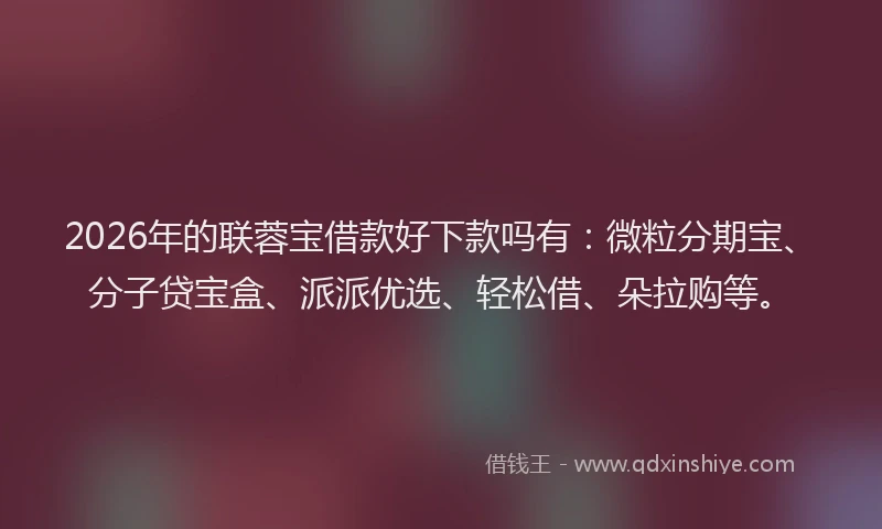 2026年的联蓉宝借款好下款吗有：微粒分期宝、分子贷宝盒、派派优选、轻松借、朵拉购等。