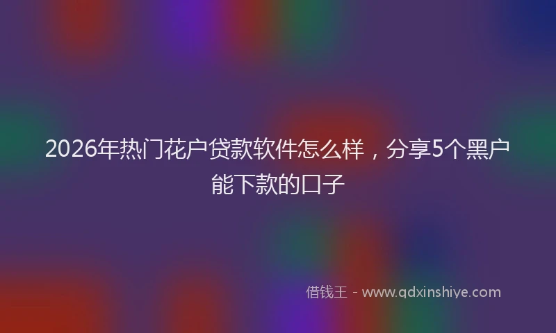 2026年热门花户贷款软件怎么样，分享5个黑户能下款的口子