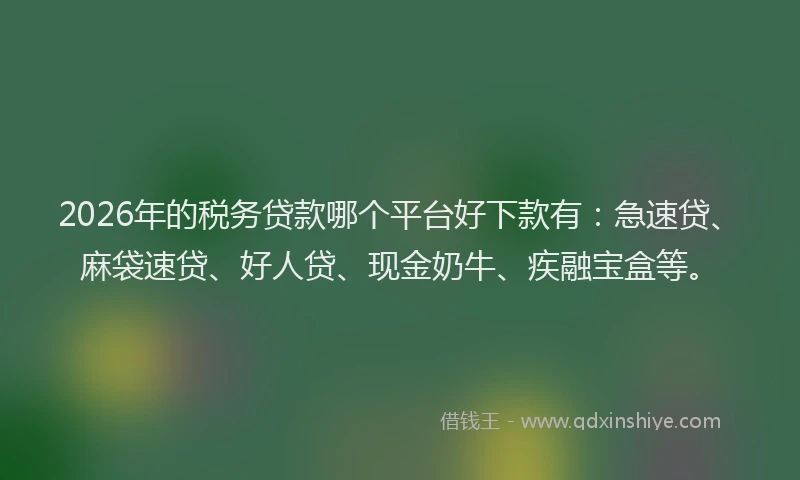 2026年的税务贷款哪个平台好下款有：急速贷、麻袋速贷、好人贷、现金奶牛、疾融宝盒等。