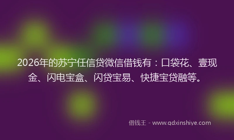 2026年的苏宁任信贷微信借钱有：口袋花、壹现金、闪电宝盒、闪贷宝易、快捷宝贷融等。