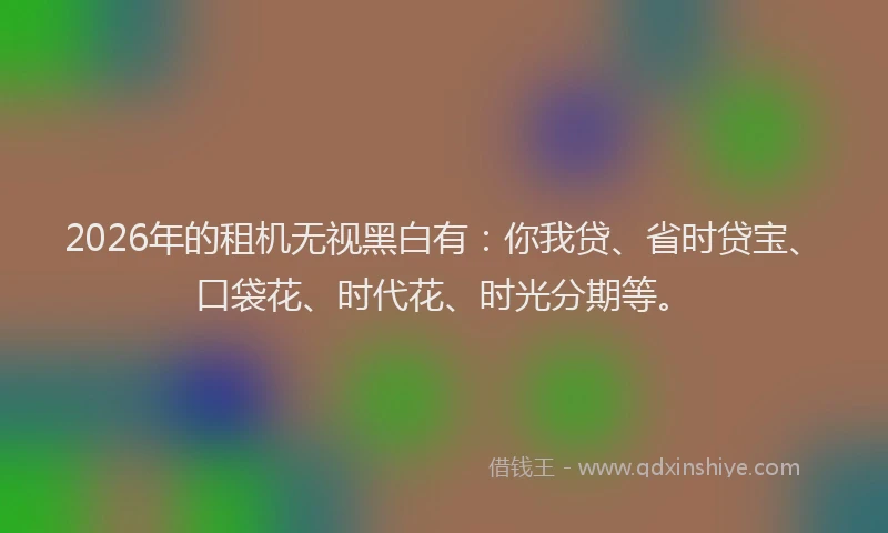 2026年的租机无视黑白有：你我贷、省时贷宝、口袋花、时代花、时光分期等。