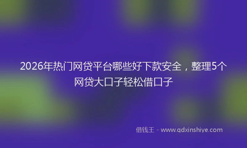 2026年热门网贷平台哪些好下款安全，整理5个网贷大口子轻松借口子
