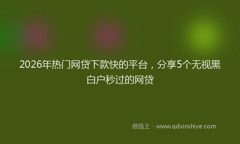 2026年热门网贷下款快的平台，分享5个无视黑白户秒过的网贷