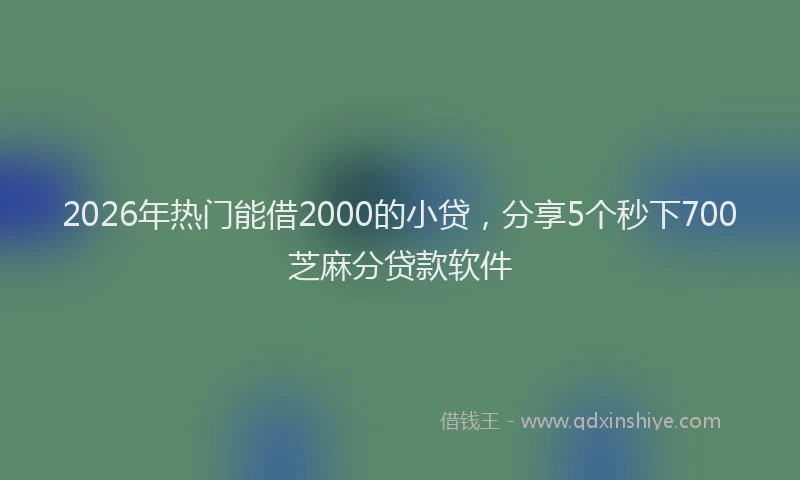 2026年热门能借2000的小贷，分享5个秒下700芝麻分贷款软件