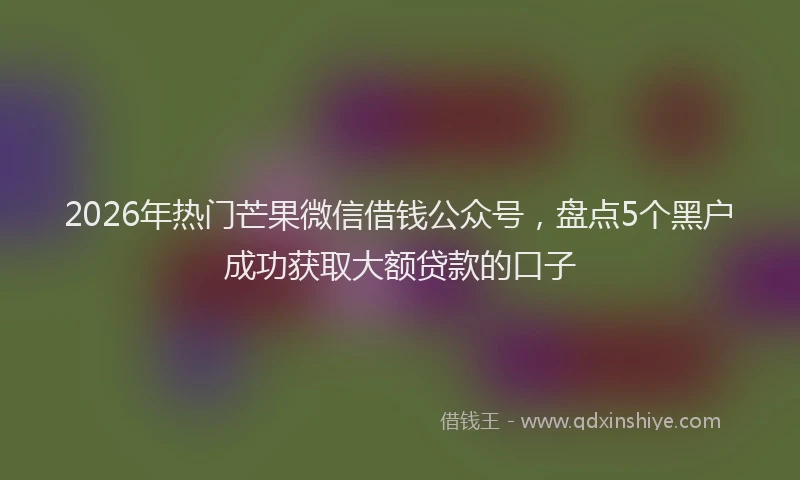 2026年热门芒果微信借钱公众号，盘点5个黑户成功获取大额贷款的口子