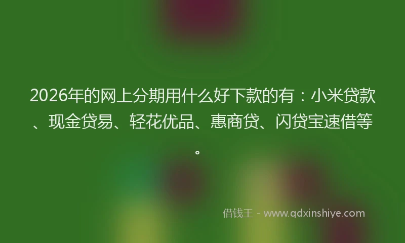 2026年的网上分期用什么好下款的有：小米贷款、现金贷易、轻花优品、惠商贷、闪贷宝速借等。