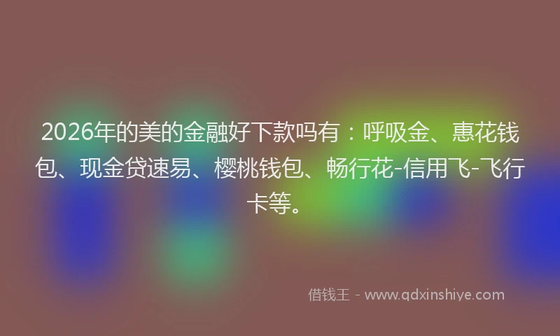 2026年的美的金融好下款吗有：呼吸金、惠花钱包、现金贷速易、樱桃钱包、畅行花-信用飞-飞行卡等。