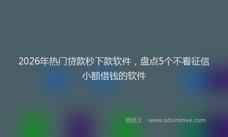 2026年热门贷款秒下款软件，盘点5个不看征信小额借钱的软件