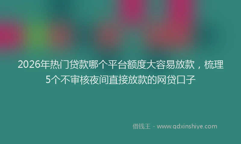 2026年热门贷款哪个平台额度大容易放款，梳理5个不审核夜间直接放款的网贷口子