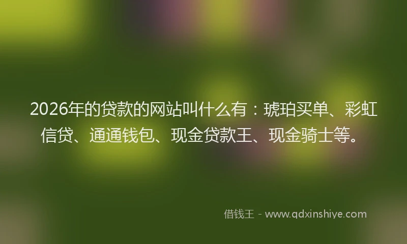 2026年的贷款的网站叫什么有：琥珀买单、彩虹信贷、通通钱包、现金贷款王、现金骑士等。