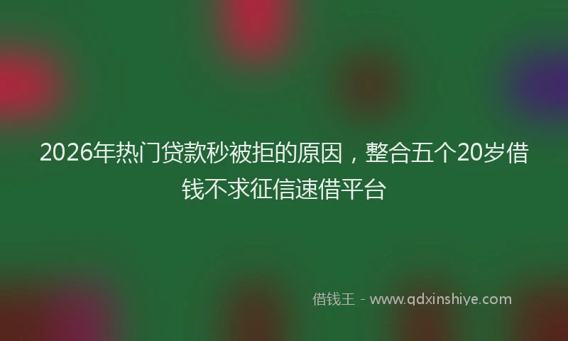 2026年热门贷款秒被拒的原因，整合五个20岁借钱不求征信速借平台