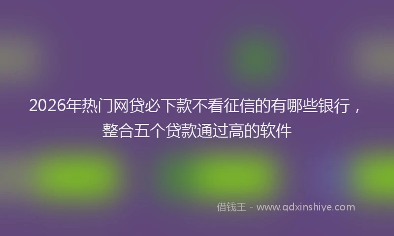 2026年热门网贷必下款不看征信的有哪些银行，整合五个贷款通过高的软件