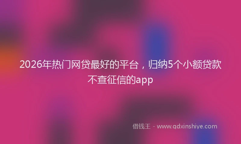2026年热门网贷最好的平台，归纳5个小额贷款不查征信的app