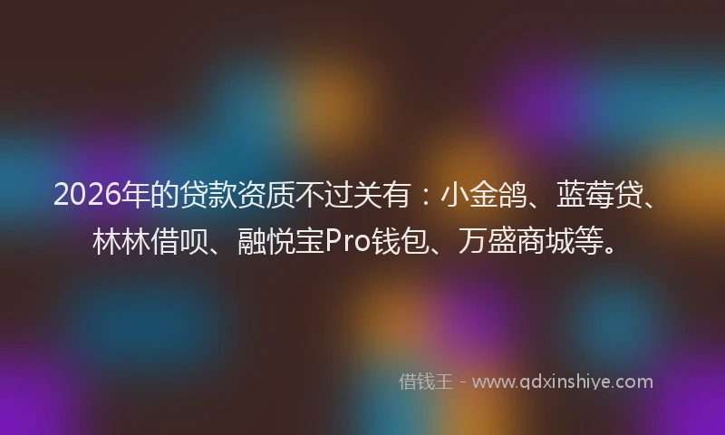 2026年的贷款资质不过关有：小金鸽、蓝莓贷、林林借呗、融悦宝Pro钱包、万盛商城等。