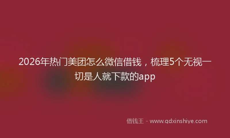 2026年热门美团怎么微信借钱，梳理5个无视一切是人就下款的app