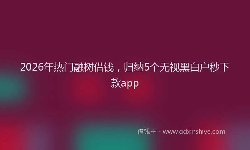 2026年热门融树借钱，归纳5个无视黑白户秒下款app
