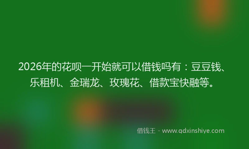 2026年的花呗一开始就可以借钱吗有:豆豆钱、乐租机、金瑞龙、玫瑰花、借款宝快融等。