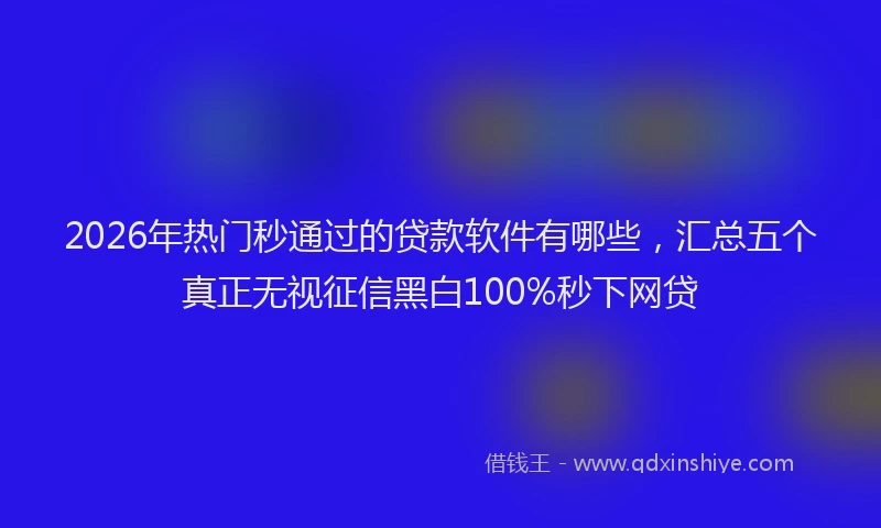 2026年热门秒通过的贷款软件有哪些，汇总五个真正无视征信黑白100%秒下网贷