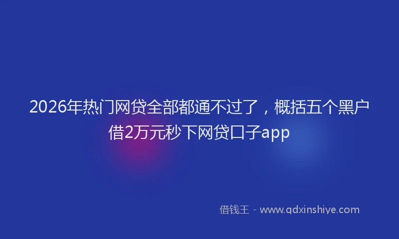 2026年热门网贷全部都通不过了，概括五个黑户借2万元秒下网贷口子app