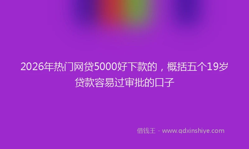 2026年热门网贷5000好下款的,概括五个19岁贷款容易过审批的口子