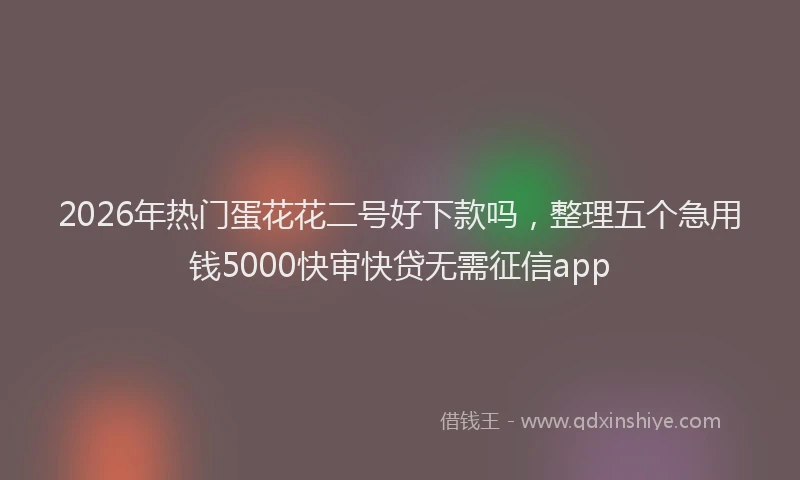 2026年热门蛋花花二号好下款吗，整理五个急用钱5000快审快贷无需征信app