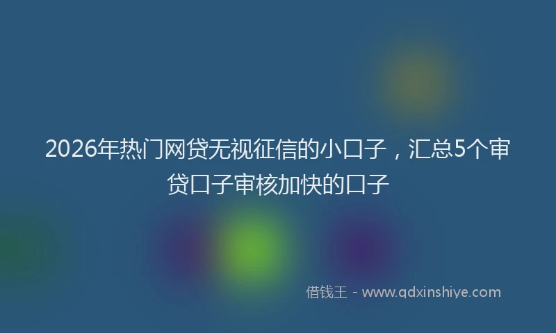 2026年热门网贷无视征信的小口子，汇总5个审贷口子审核加快的口子