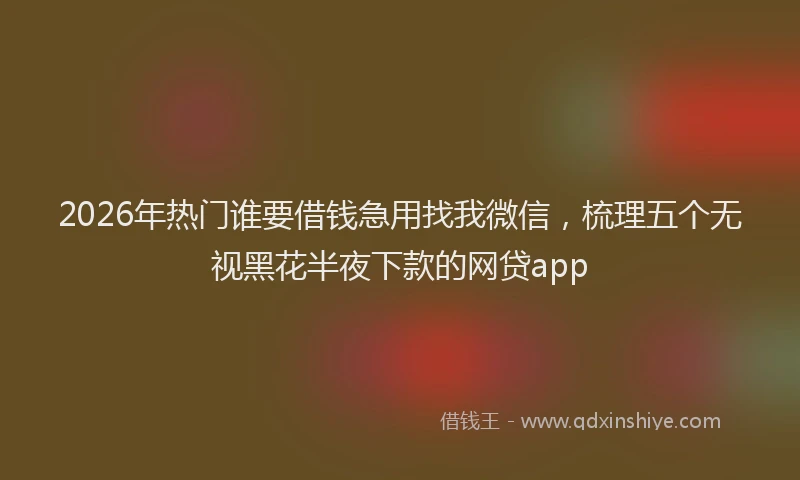2026年热门谁要借钱急用找我微信,梳理五个无视黑花半夜下款的网贷app