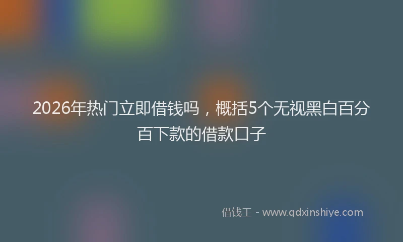 2026年热门立即借钱吗，概括5个无视黑白百分百下款的借款口子
