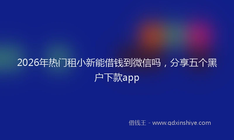 2026年热门租小新能借钱到微信吗，分享五个黑户下款app