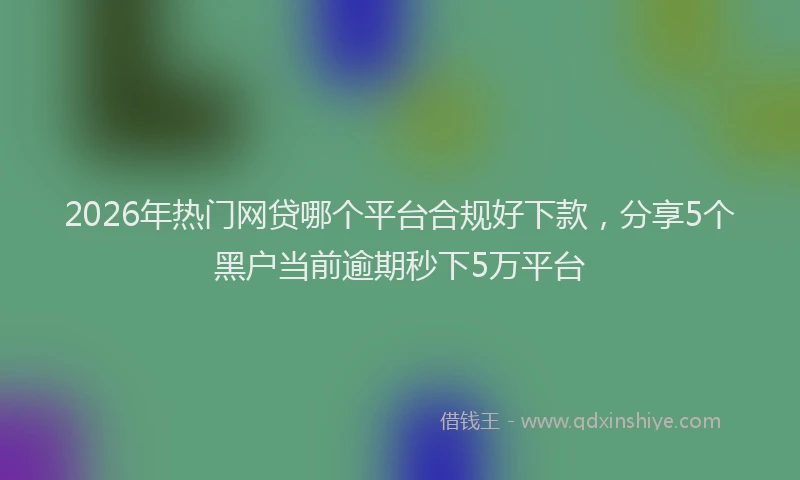 2026年热门网贷哪个平台合规好下款，分享5个黑户当前逾期秒下5万平台