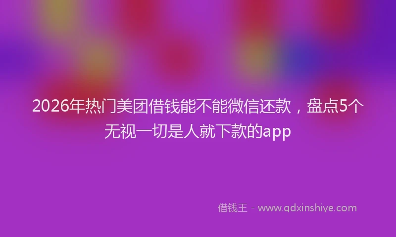 2026年热门美团借钱能不能微信还款，盘点5个无视一切是人就下款的app
