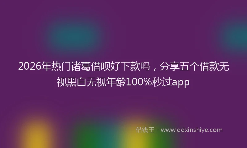 2026年热门诸葛借呗好下款吗,分享五个借款无视黑白无视年龄100%秒过app