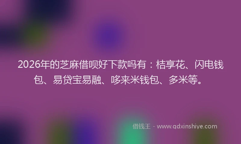 2026年的芝麻借呗好下款吗有：桔享花、闪电钱包、易贷宝易融、哆来米钱包、多米等。