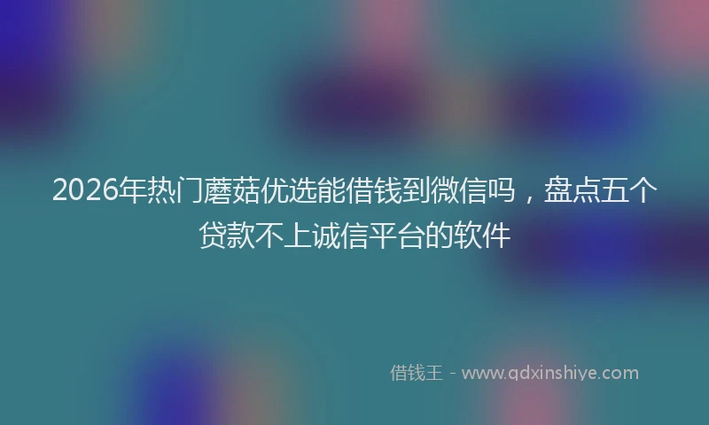 2026年热门蘑菇优选能借钱到微信吗，盘点五个贷款不上诚信平台的软件