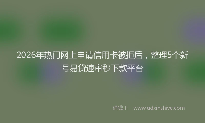 2026年热门网上申请信用卡被拒后，整理5个新号易贷速审秒下款平台